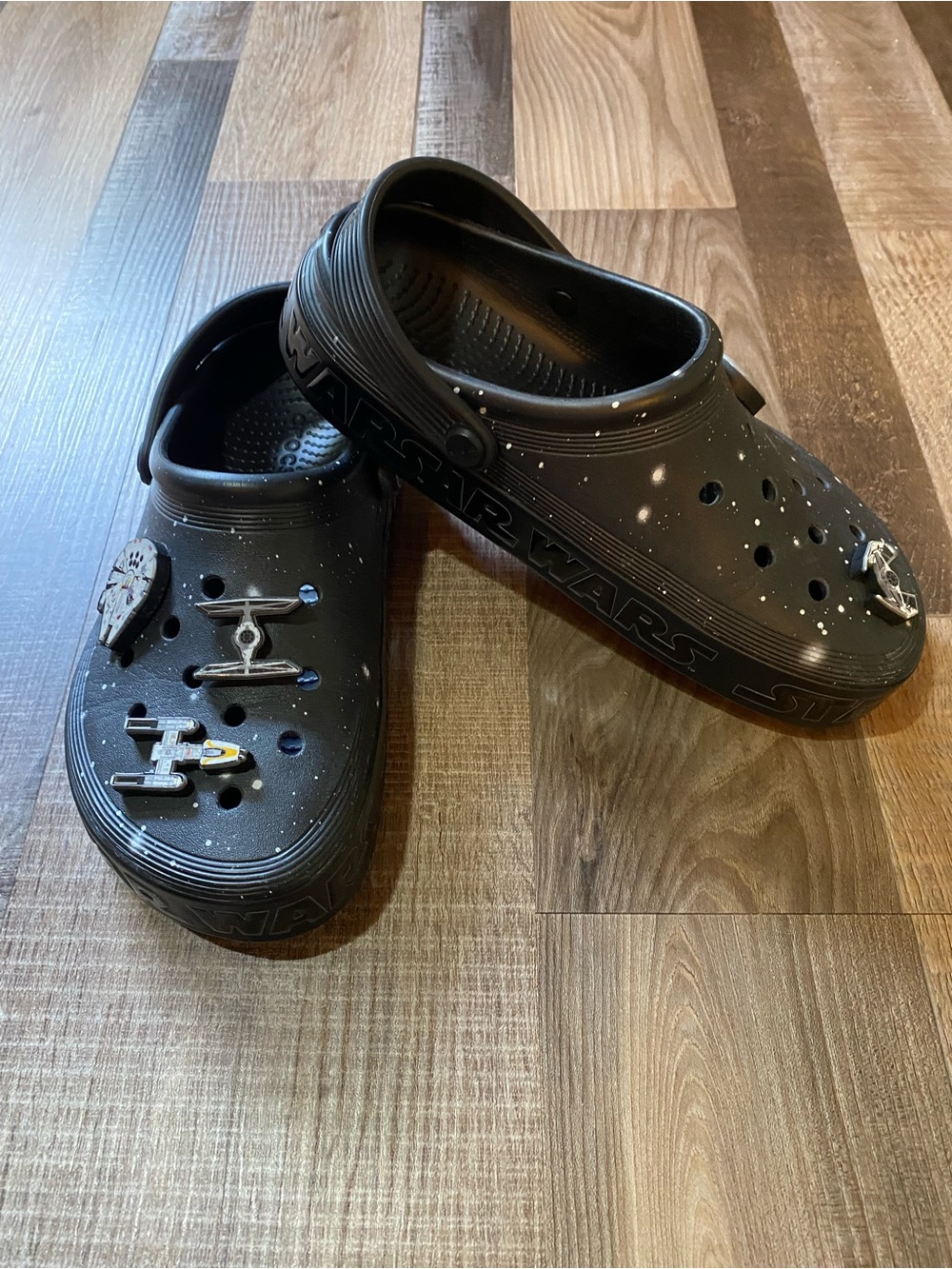 Star Wars Black Clog Mules with Spaceship Charms Limited Edition